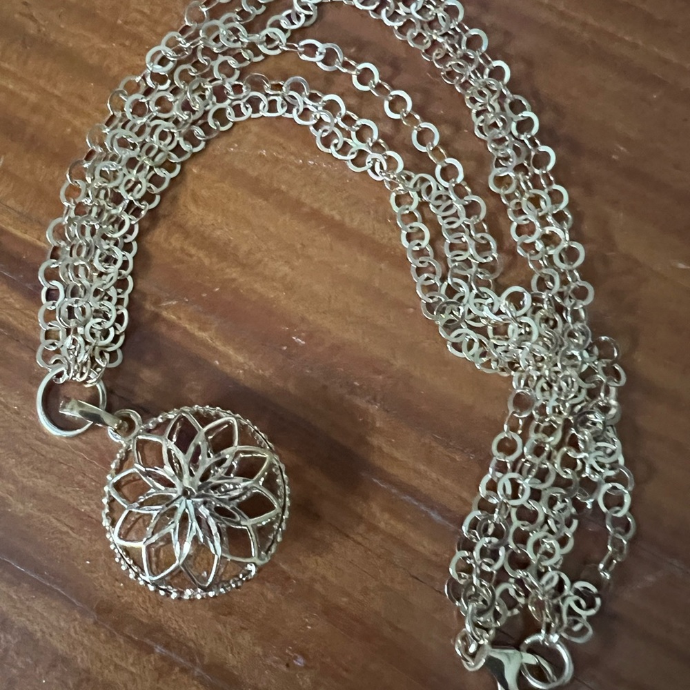 Technibond Yellow gold Diamond cut Necklace and Enhancer